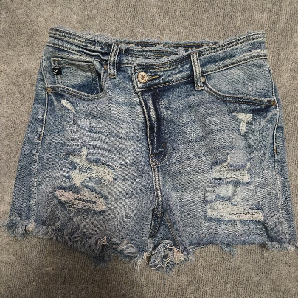 KanCan Light Blue Distressed Denim Jean Shorts